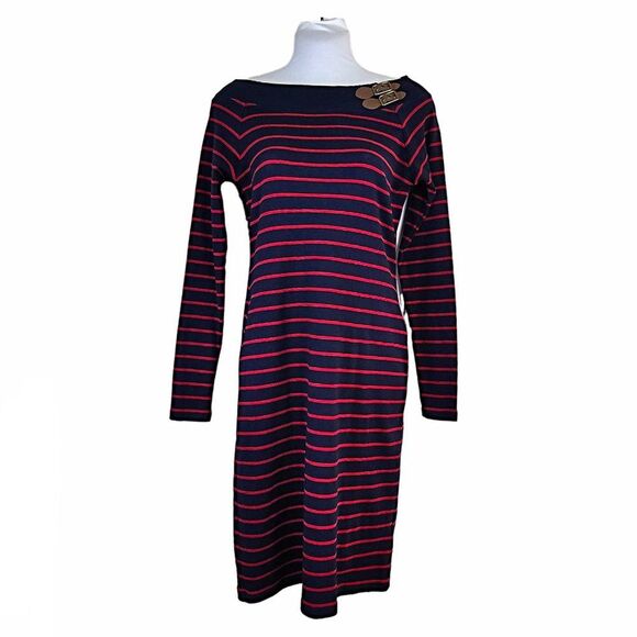 Lauren Ralph Lauren Dresses & Skirts - LAUREN RALPH LAUREN Navy & Red Stripe Knit Dress w/Buckle Detail. Size Small